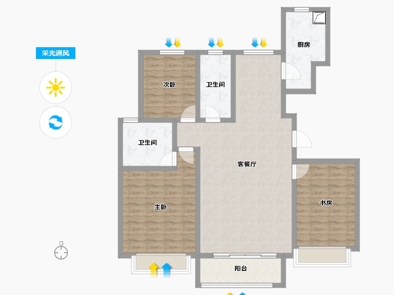 天津-天津市-碧水云天-110.00-户型库-采光通风