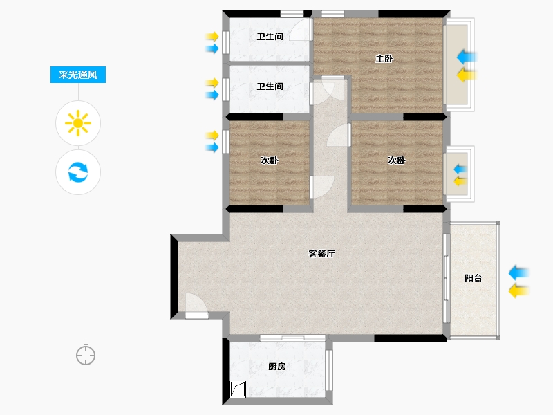 四川省-泸州市-酒城中心-126.00-户型库-采光通风