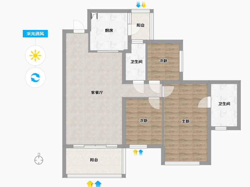 河北省-邯郸市-美的果园里-101.00-户型库-采光通风