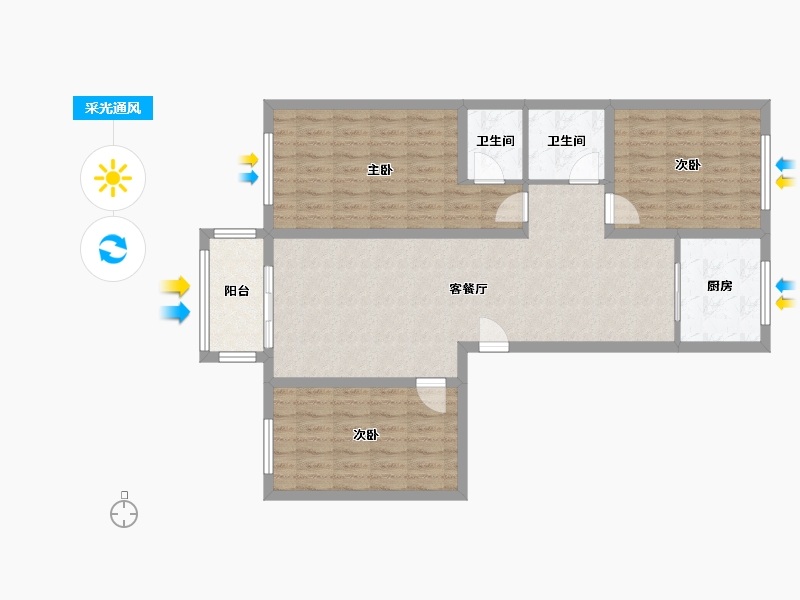 河北省-邢台市-自然城三期-105.00-户型库-采光通风