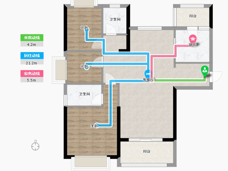 湖北省-潜江市-恒大名都-95.00-户型库-动静线