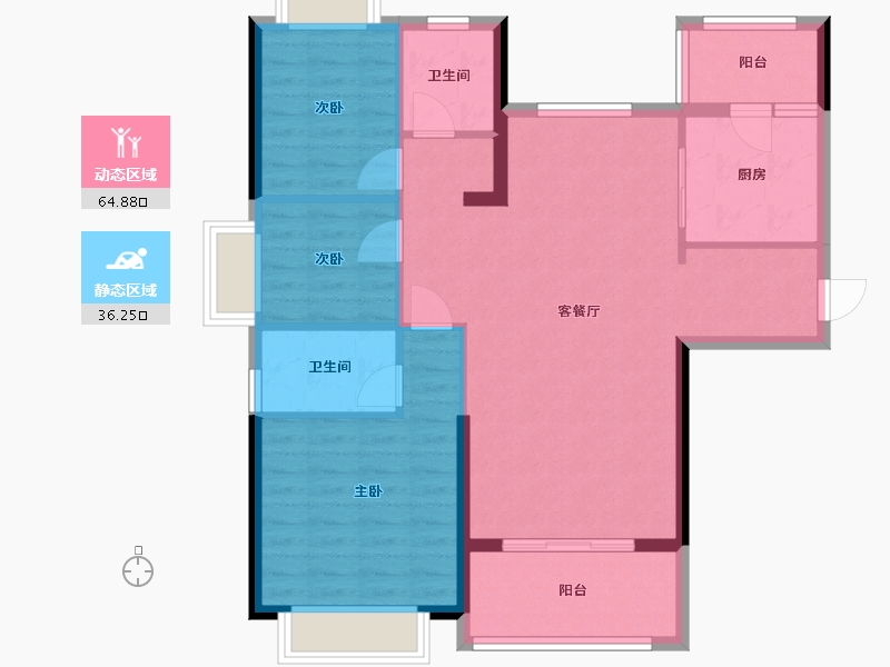 湖北省-潜江市-恒大名都-95.00-户型库-动静分区