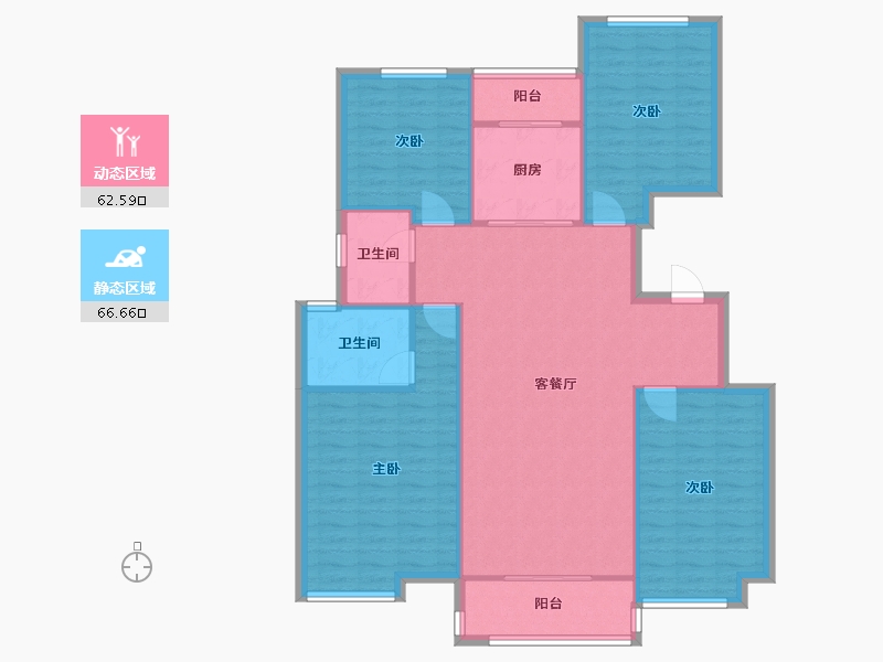 河北省-唐山市-华彩唐人街壹号-113.61-户型库-动静分区