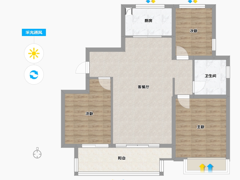 山东省-德州市-绿城百合新城-85.00-户型库-采光通风