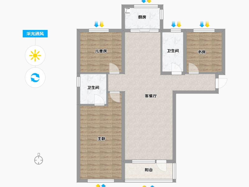 河北省-保定市-德信御府-98.62-户型库-采光通风