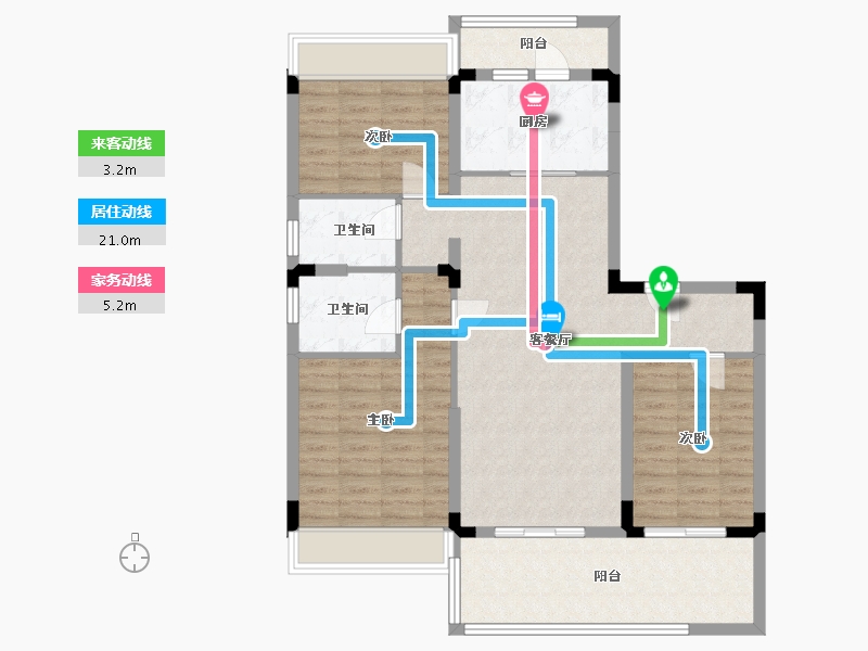 江苏省-镇江市-碧桂园铂金华庭-105.07-户型库-动静线