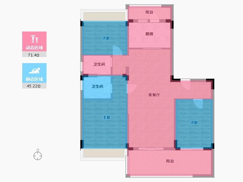 江苏省-镇江市-碧桂园铂金华庭-105.07-户型库-动静分区