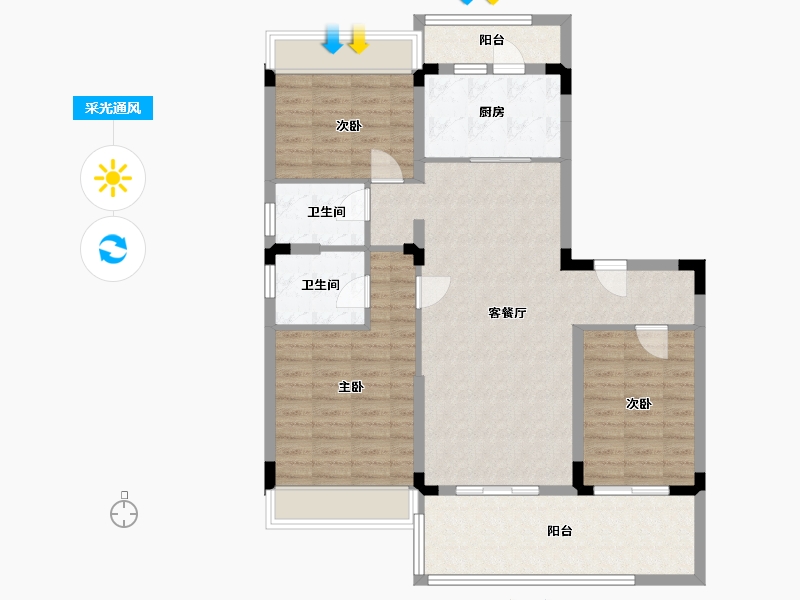 江苏省-镇江市-碧桂园铂金华庭-105.07-户型库-采光通风