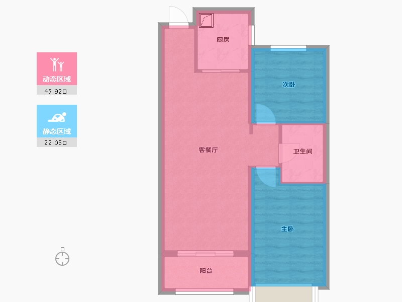 黑龙江省-哈尔滨市-南益松江春晓-67.56-户型库-动静分区