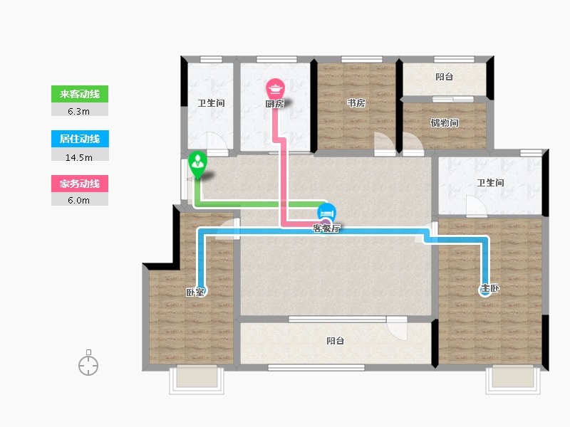 辽宁省-沈阳市-龙湖中铁建云璟-139.02-户型库-动静线