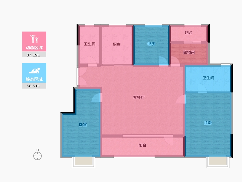 辽宁省-沈阳市-龙湖中铁建云璟-139.02-户型库-动静分区