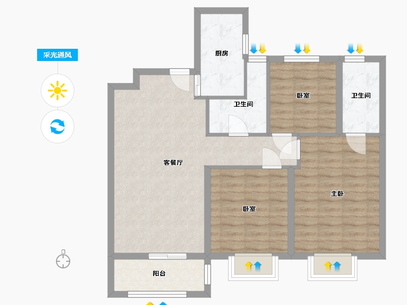 山西省-运城市-五洲芳华-90.47-户型库-采光通风