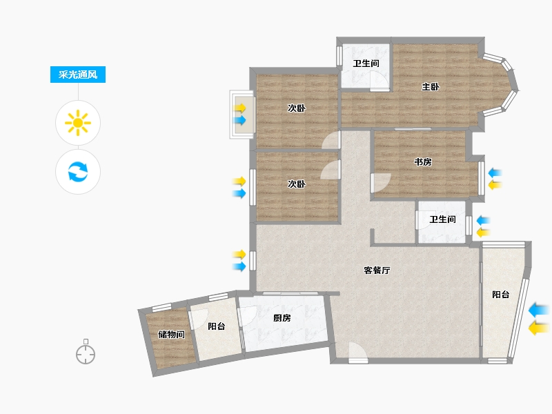 重庆-重庆市-上海城-140.00-户型库-采光通风