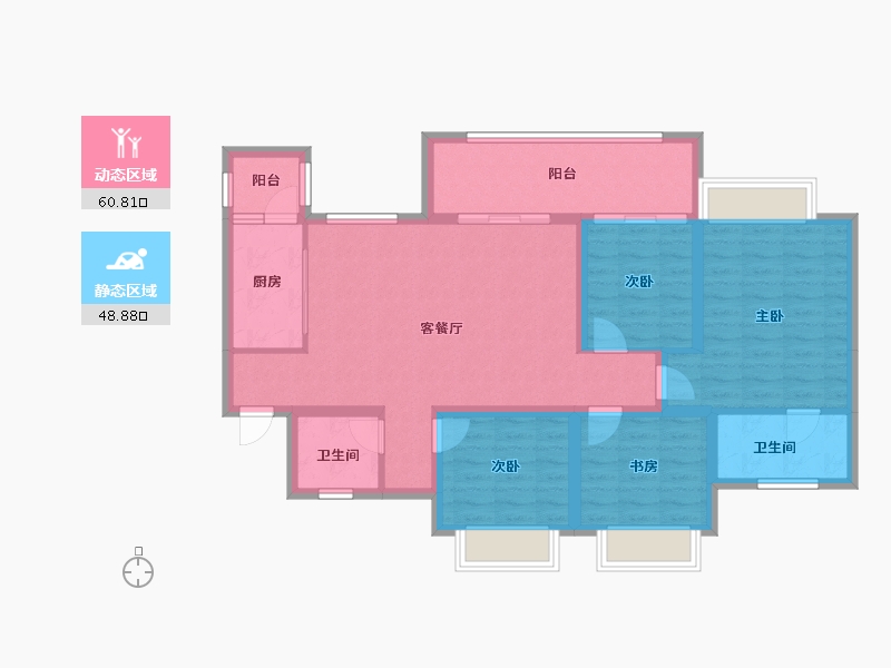 重庆-重庆市-北京城建龙樾生态城-103.22-户型库-动静分区