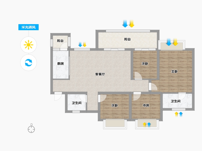 重庆-重庆市-北京城建龙樾生态城-103.22-户型库-采光通风