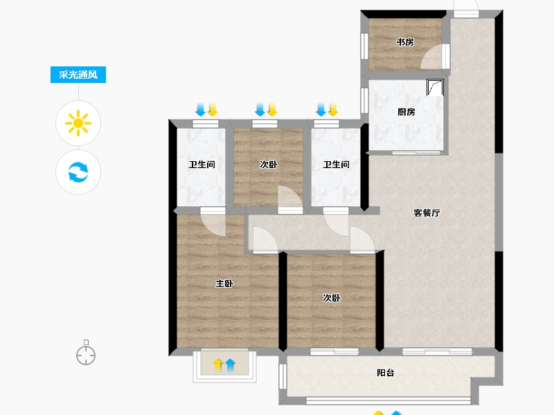 云南省-昆明市-俊发·观云海云中苑-90.00-户型库-采光通风