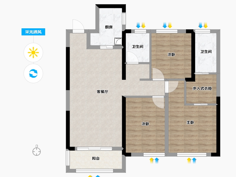 湖南省-长沙市-绿地香树花城-95.00-户型库-采光通风