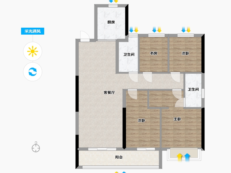 广西壮族自治区-柳州市-新三江花园小区-126.00-户型库-采光通风