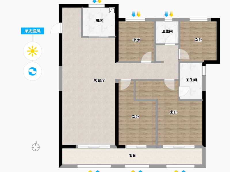 福建省-泉州市-龙湖晋悦.春江天镜-117.45-户型库-采光通风