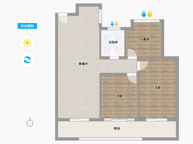 浙江省-杭州市-信宇锦润公寓-73.00-户型库-采光通风