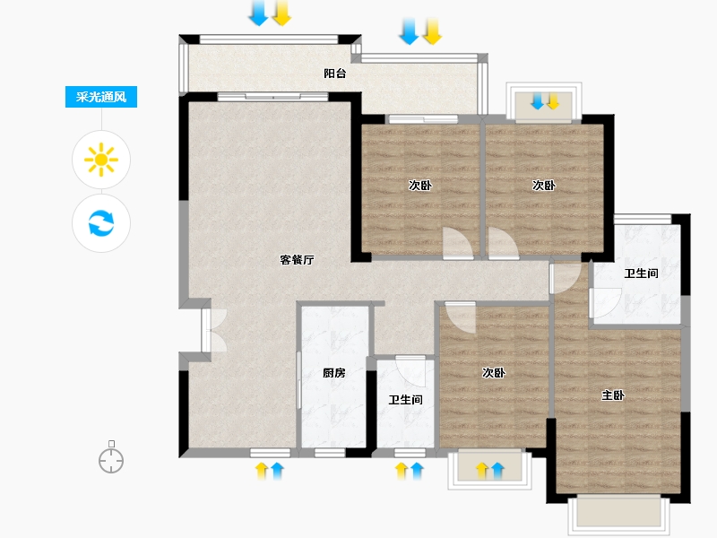 湖南省-邵阳市-佘湖一品-145.00-户型库-采光通风