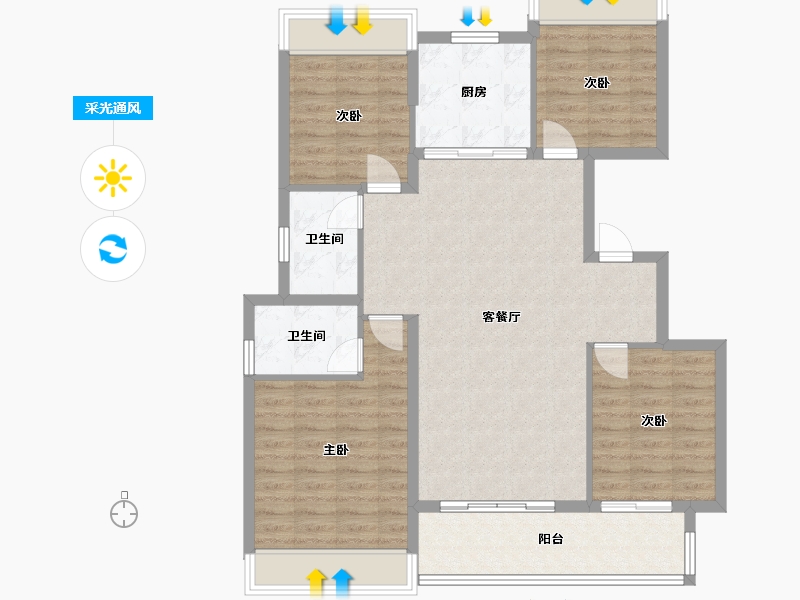 安徽省-合肥市-中海观园-117.00-户型库-采光通风