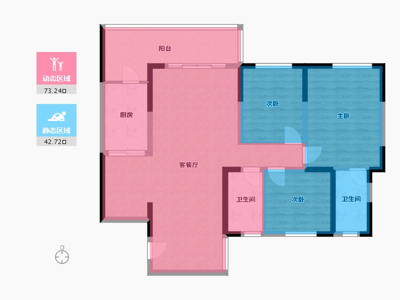 四川省-成都市-瀚城绿洲-83.20-户型库-动静分区