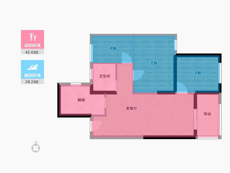 云南省-昆明市-龙泉俊园-68.00-户型库-动静分区