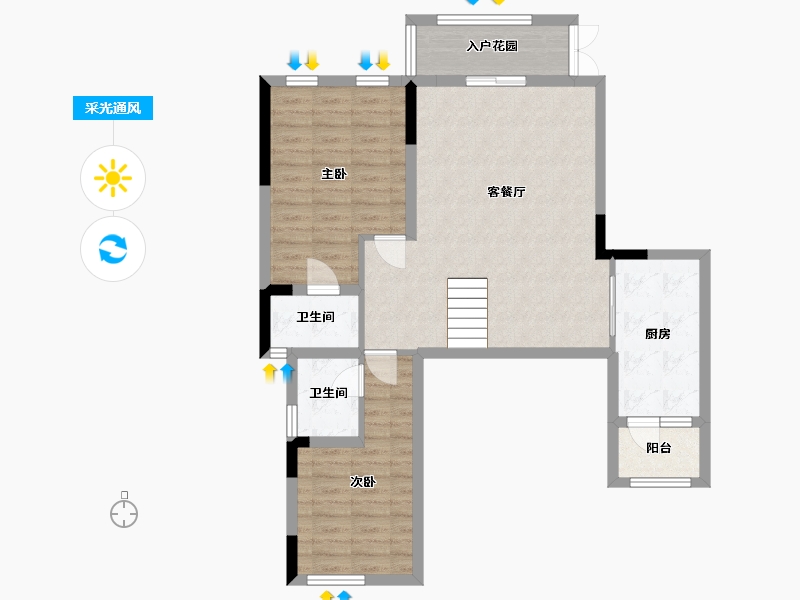 重庆-重庆市-龙湖两江新宸云玺-78.00-户型库-采光通风