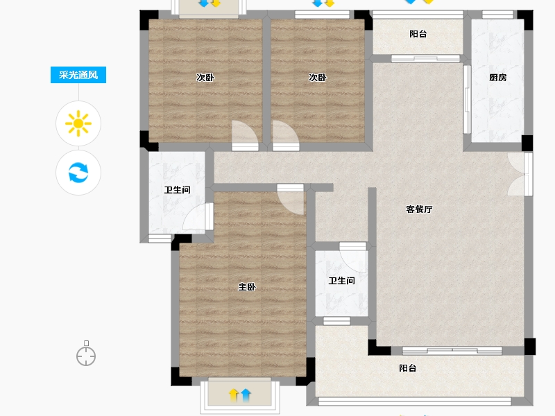 河南省-郑州市-建设集团生活区-115.00-户型库-采光通风