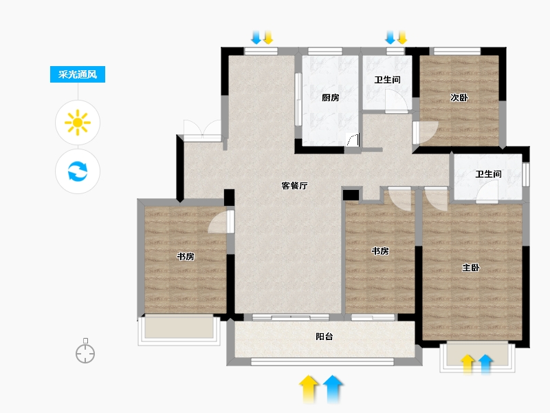 山东省-济南市-中建·国熙台-130.00-户型库-采光通风