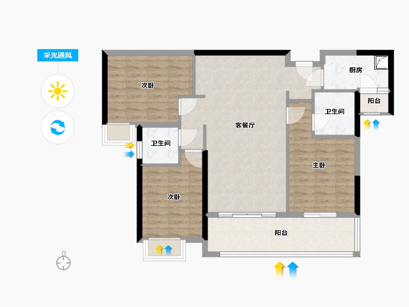 四川省-成都市-中铁城·阅湖和庭-98.00-户型库-采光通风