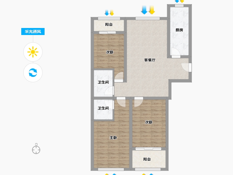 河北省-沧州市-冀泰丽景-128.00-户型库-采光通风