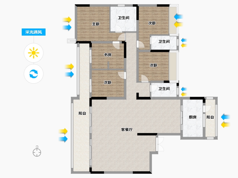 重庆-重庆市-龙湖两江新宸旭宸-135.00-户型库-采光通风