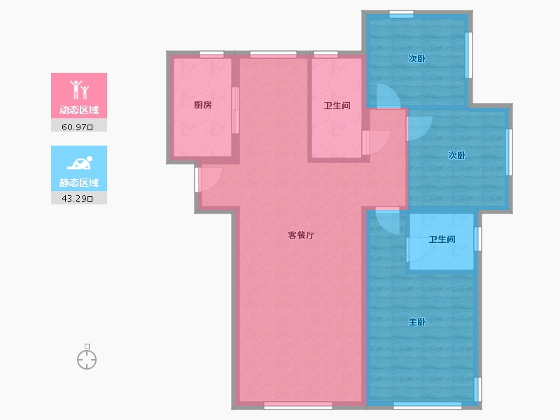 辽宁省-葫芦岛市-乾瑞嘉山墅-103.00-户型库-动静分区