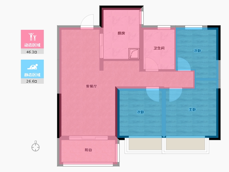 河北省-邢台市-美的国宾府北区-73.75-户型库-动静分区