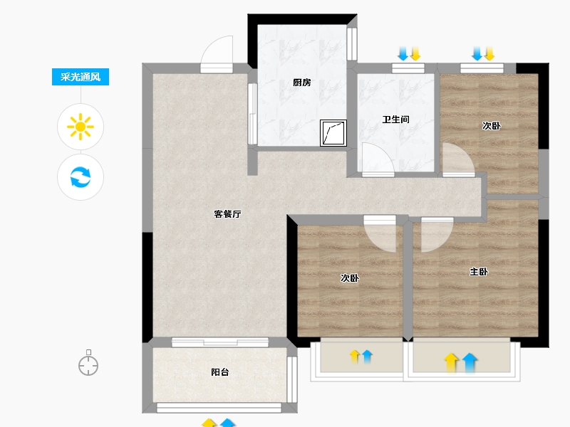 河北省-邢台市-美的国宾府北区-73.75-户型库-采光通风