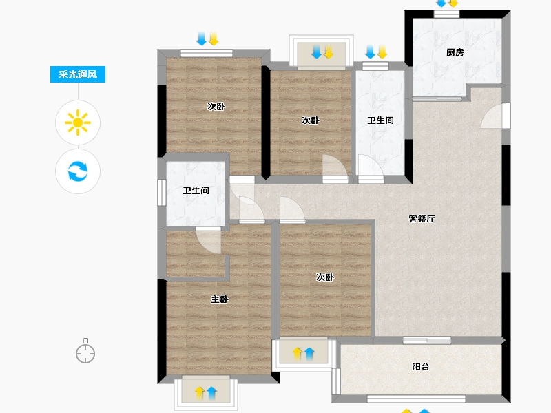 福建省-莆田市-玖玺·正荣府-107.00-户型库-采光通风