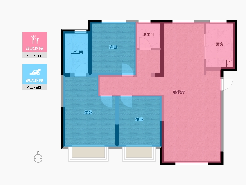 内蒙古自治区-包头市-世茂云锦-94.58-户型库-动静分区