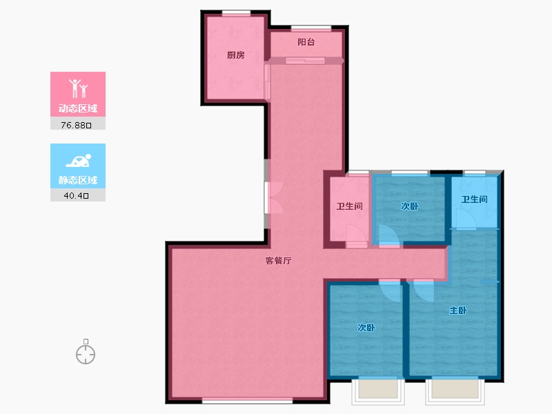 内蒙古自治区-呼和浩特市-万枫美利山-145.00-户型库-动静分区