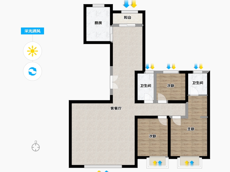 内蒙古自治区-呼和浩特市-万枫美利山-145.00-户型库-采光通风