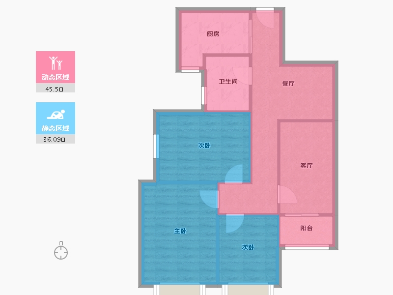 陕西省-西安市-鼎正·中央领郡-83.38-户型库-动静分区