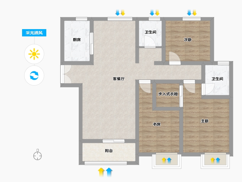 陕西省-宝鸡市-紫御华庭-98.51-户型库-采光通风