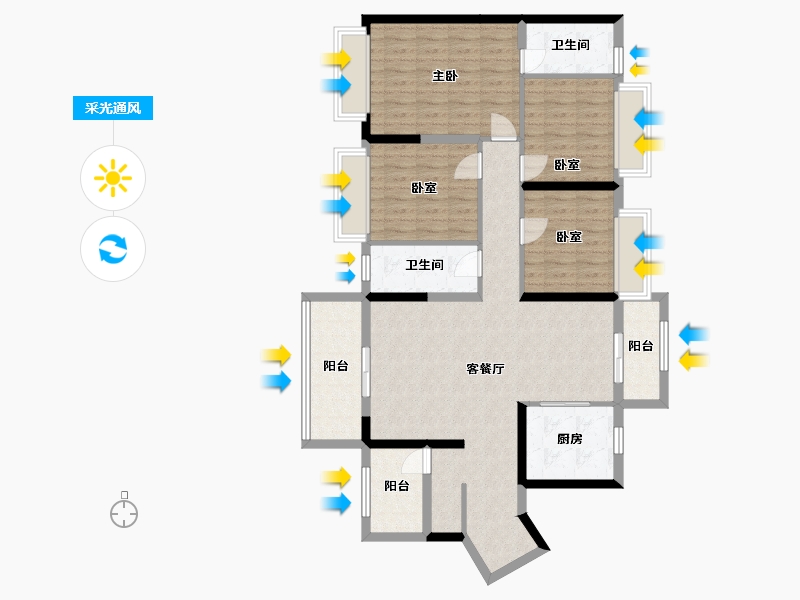 广西壮族自治区-贵港市-碧桂园中央上城-116.00-户型库-采光通风