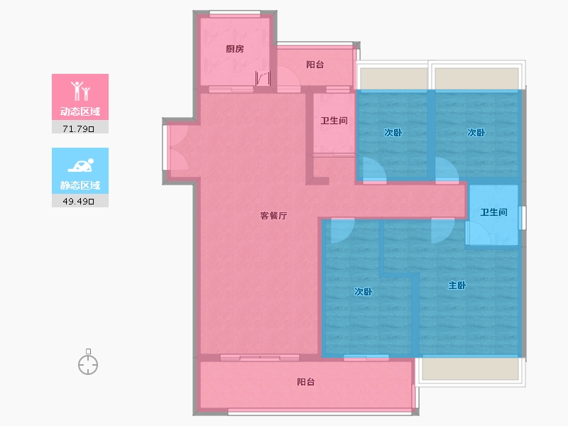 云南省-昆明市-翡翠澜庭-127.00-户型库-动静分区