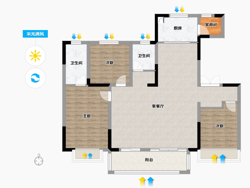 河南省-商丘市-上坤·红星天铂-124.38-户型库-采光通风