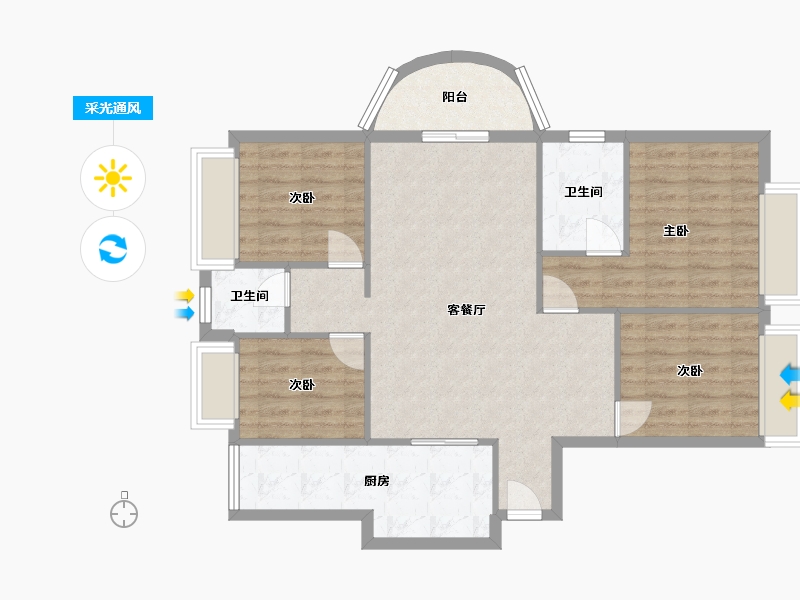 广西壮族自治区-来宾市-金碧天誉-100.00-户型库-采光通风