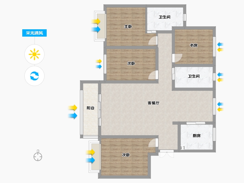 河北省-张家口市-都瑞家园-128.00-户型库-采光通风