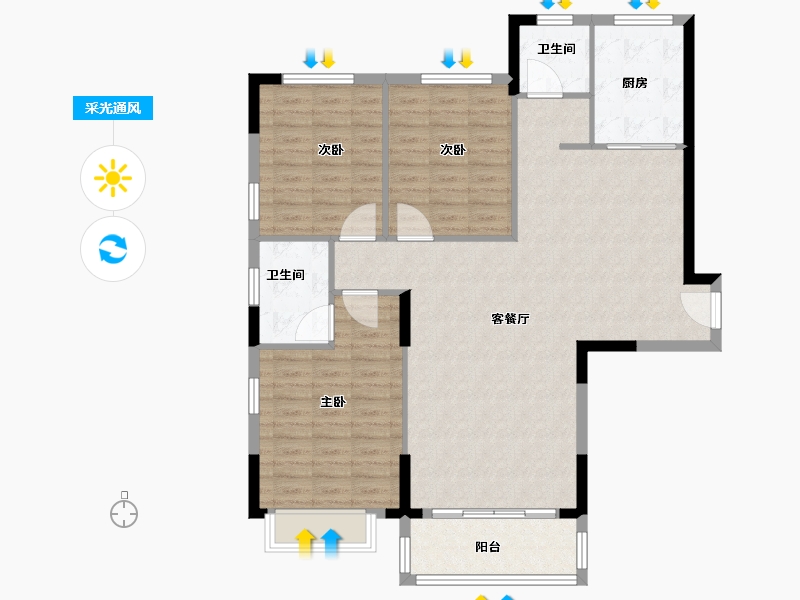 山东省-枣庄市-大都·现代城-110.00-户型库-采光通风