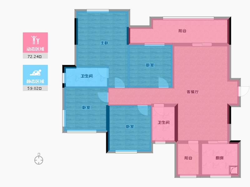 湖南省-怀化市-金为首座-118.00-户型库-动静分区